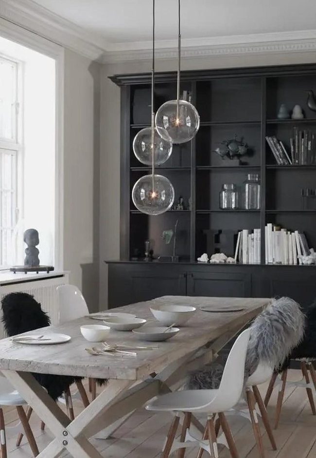 Light Wood Floors, Black Shelves