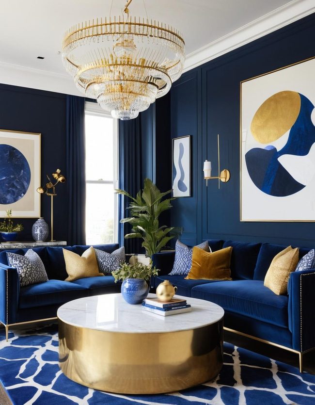 Blue Living Room Statement Lighting
