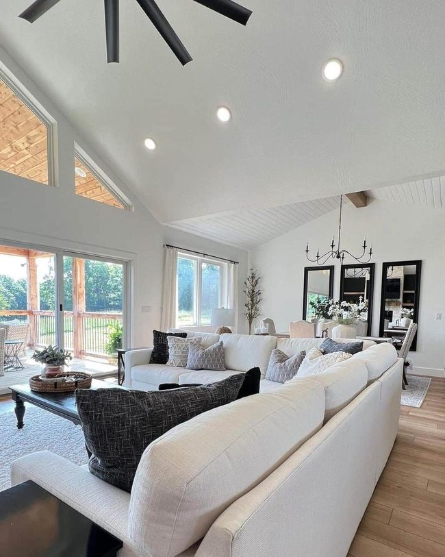 White Sofa Vaulted Ceiling Serenity