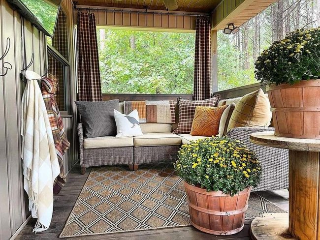 Brown Plaid Outdoor Retreat Spaces
