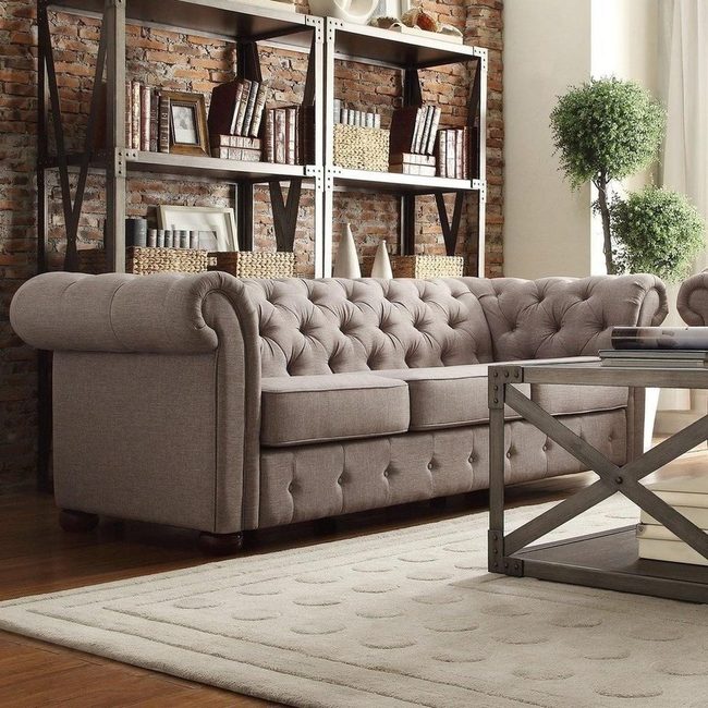 Slate Grey Tufted Elegance
