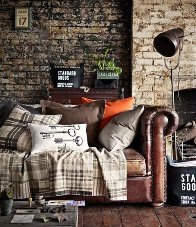 Leather And Brick Industrial Living