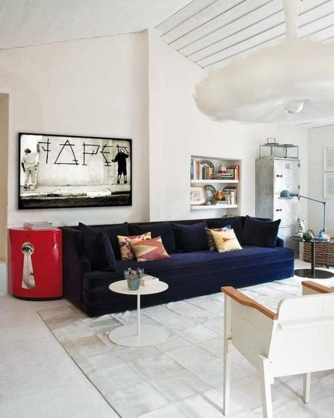 Deep Blue Couch Modern Living