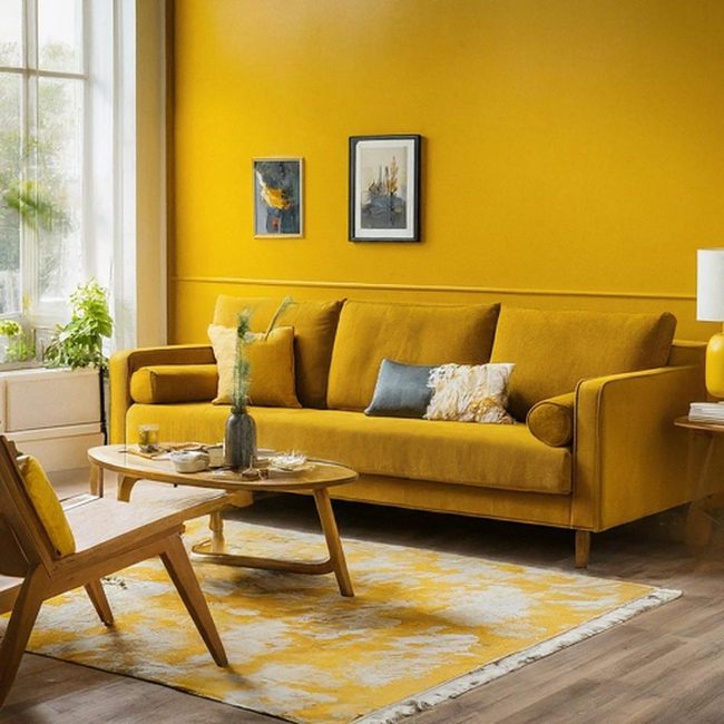 Yellow Sofa Modern Meets Rustic