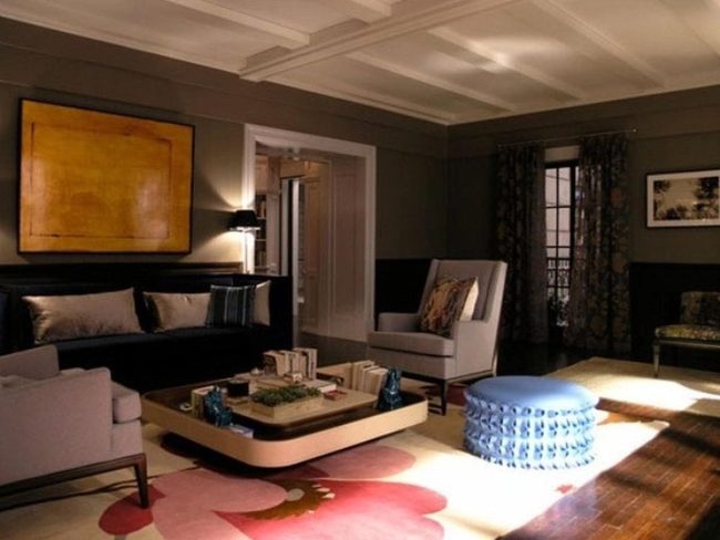 Yellow Accent Above Sapphire Sofa