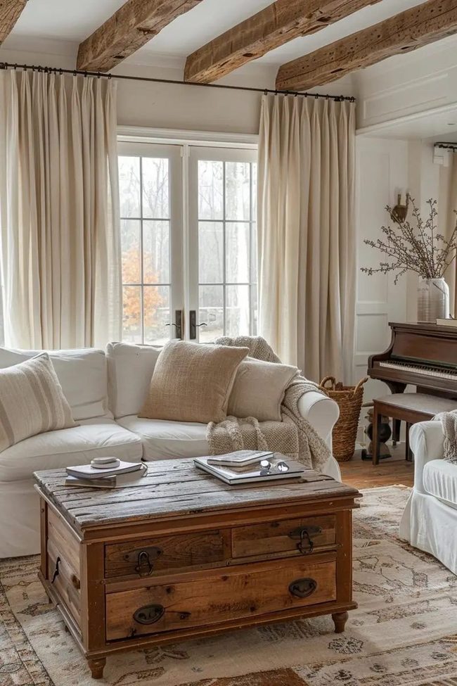 Wooden Beams Meet Neutral Warmth