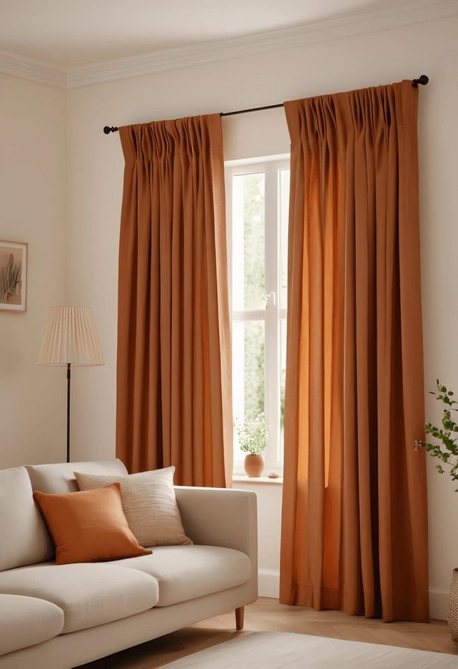 Burnt Orange Pleated Cotton Panels