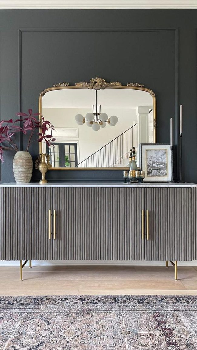 Gold Mirror Dark Gray Modern