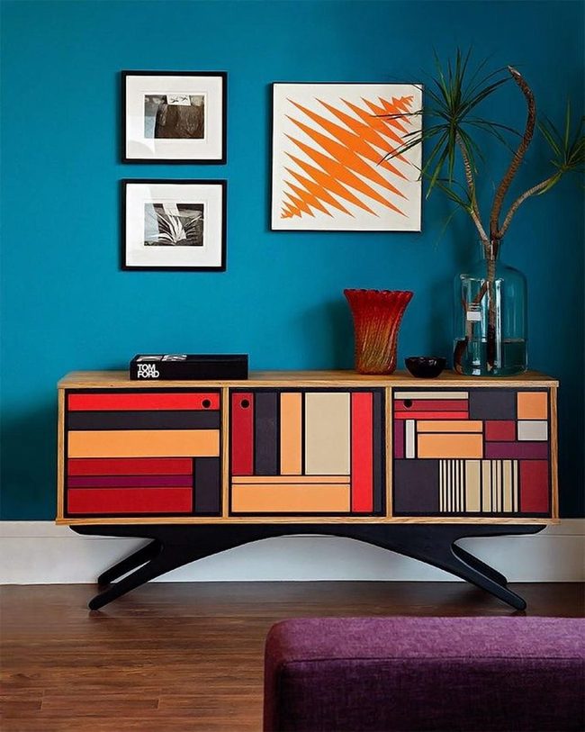 Geometric Cabinet, Bold Blue Statement