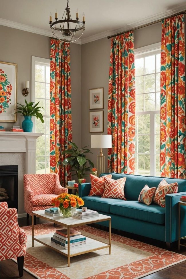 Colorful Pattern Curtains Statement