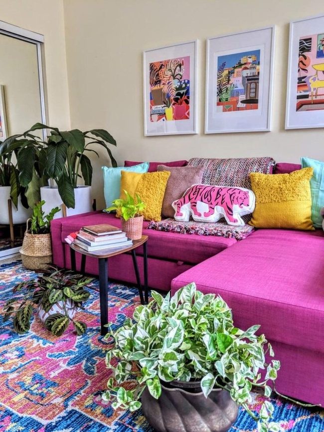 Bold Pink Sofa Living Room