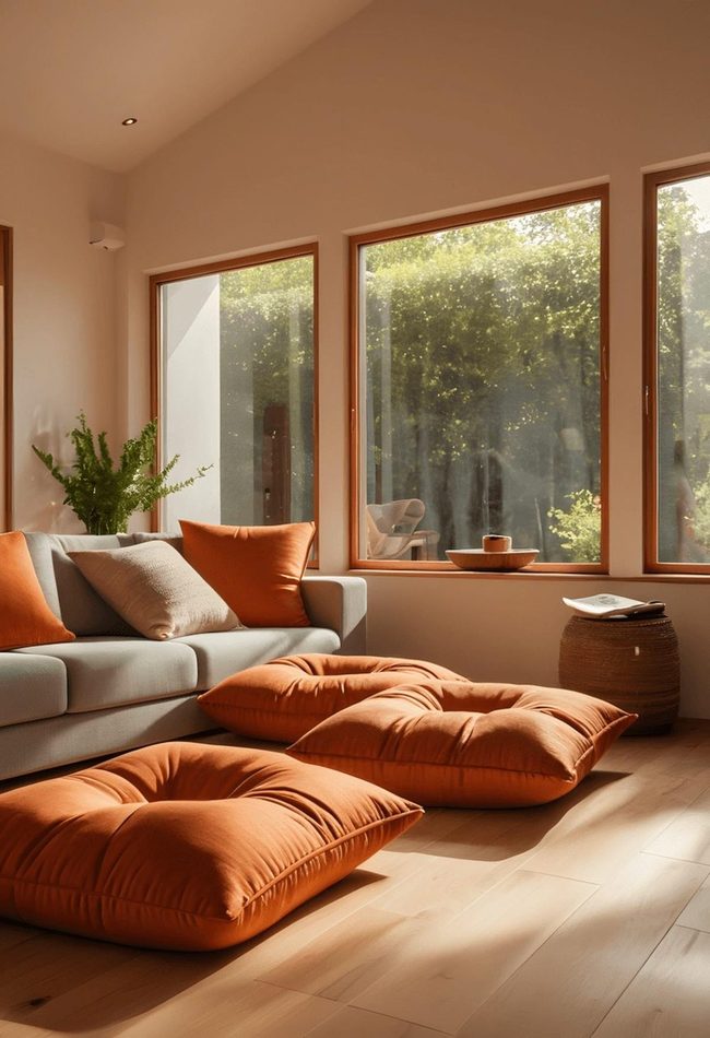 Burnt Orange Floor Cushions For Living