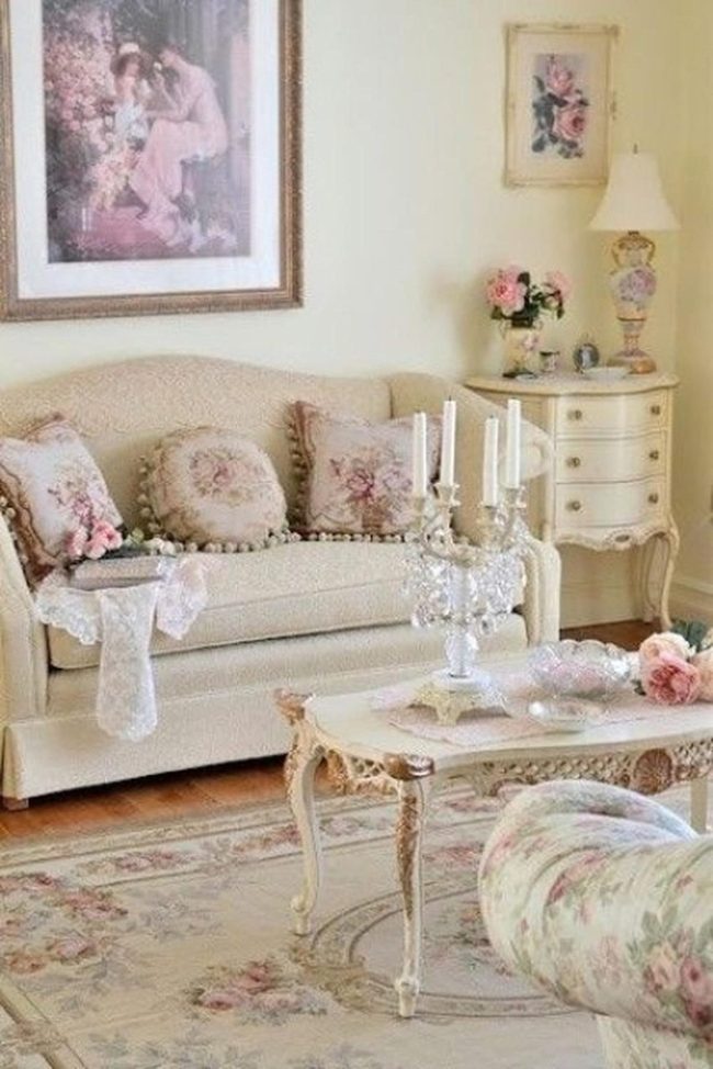 Cream Walls Pink Flowers Vintage Light