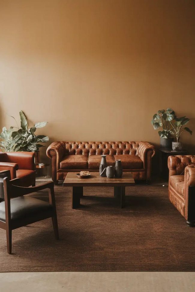 Black Leather Couch Brown Wood