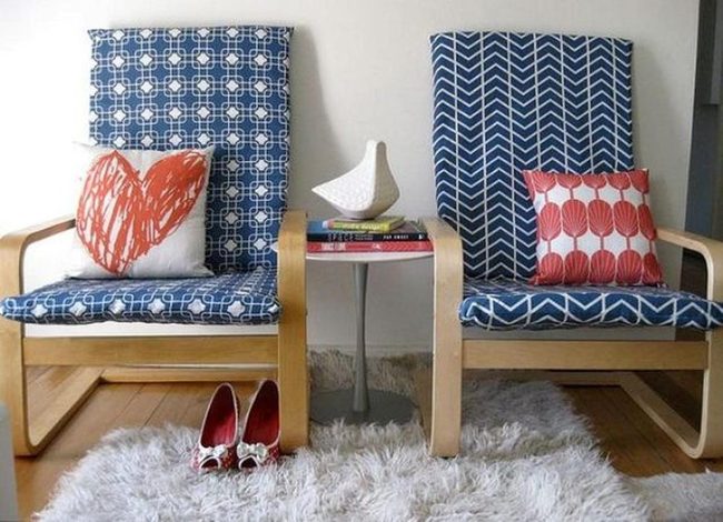Blue Patterned Chairs With Colorful Accents
