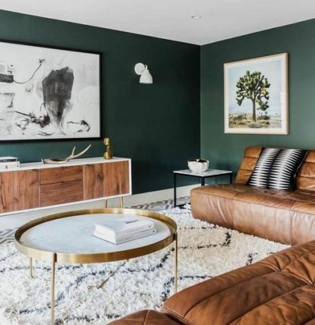 Sage Green Living With Golden Accents