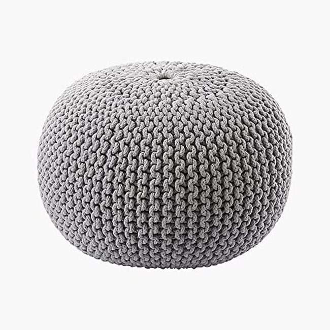 Grey Knit Poufs Soft Touch Seating