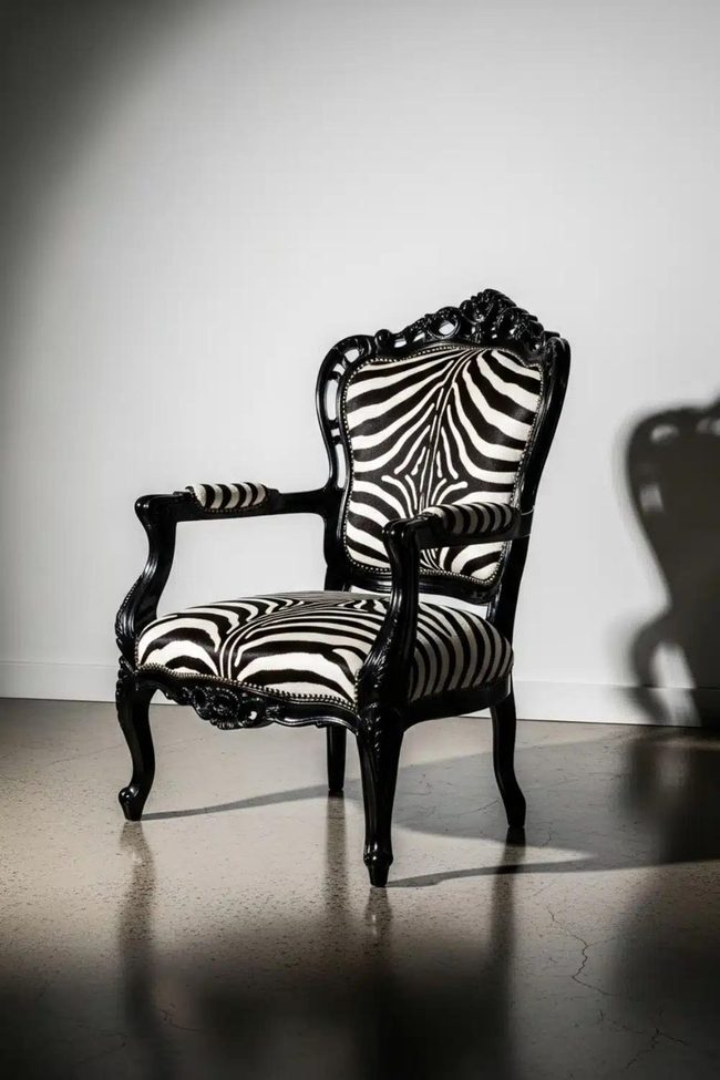 Black Frame Zebra Print Chair