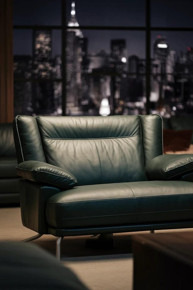 Dark Green Leather With Industrial Edge