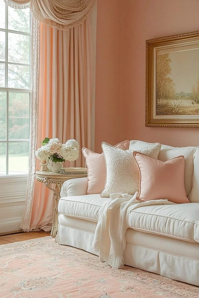 Peach Walls, Cream Comfort, Art Focus