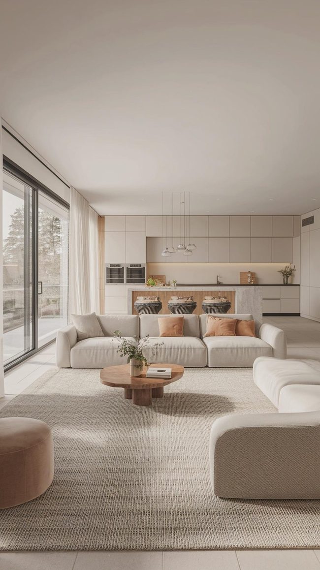 Soaring Ceilings Define Open Spaces