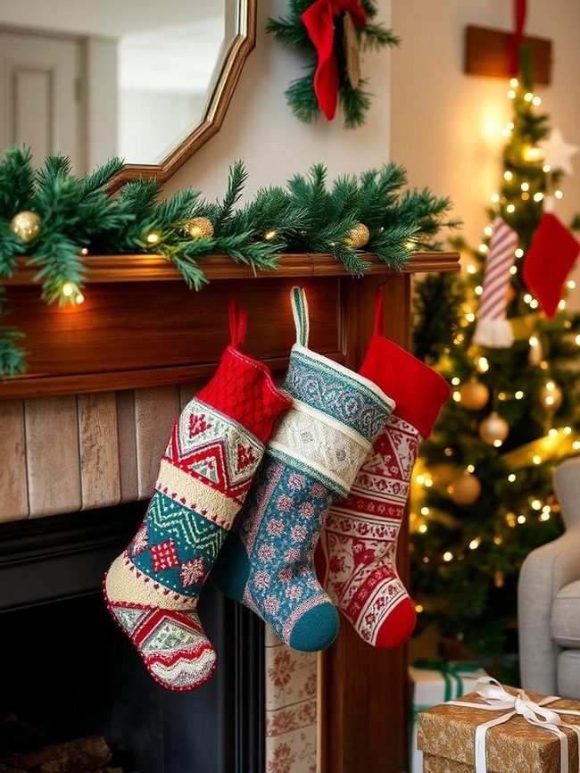 Red Plaid Stockings Stuffed Full