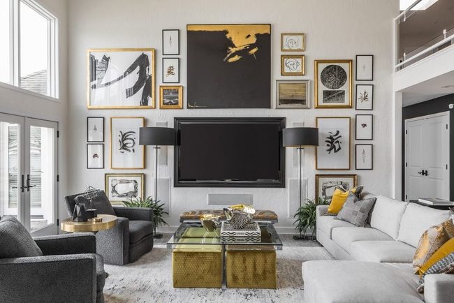 Gold Frames On Gray Walls