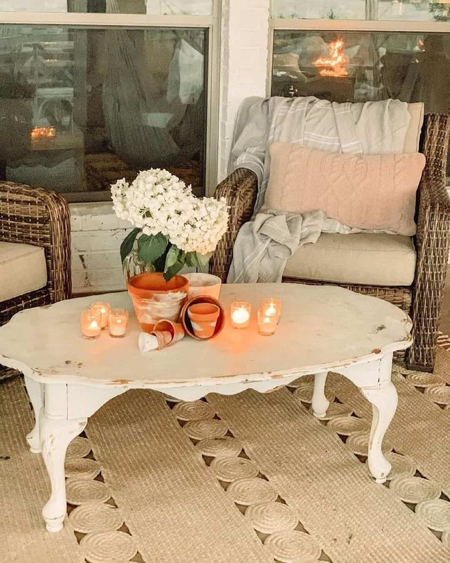 White Coffee Table Porch Retreat