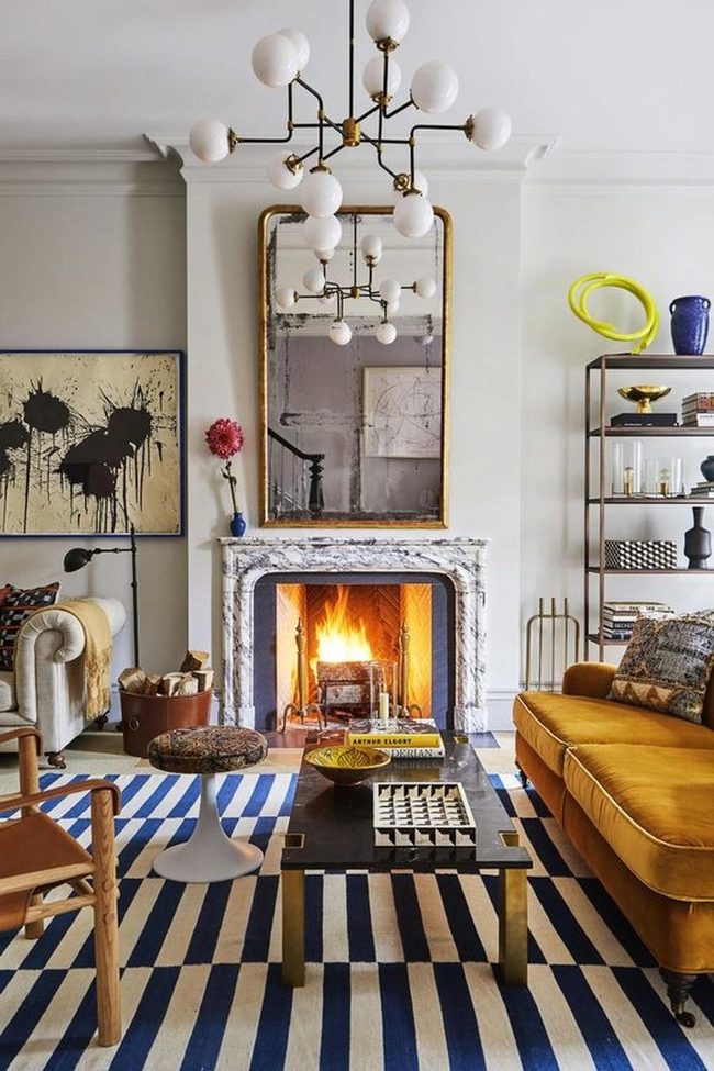 White Marble Fireplace Central Focus