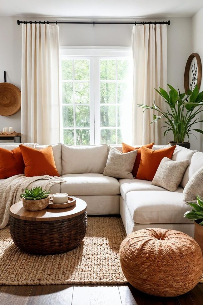 Burnt Orange Pillows Layer Neutral Spaces