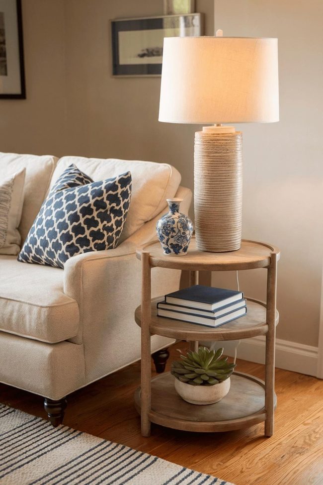 Three-Tier Round Country Wood Display Table