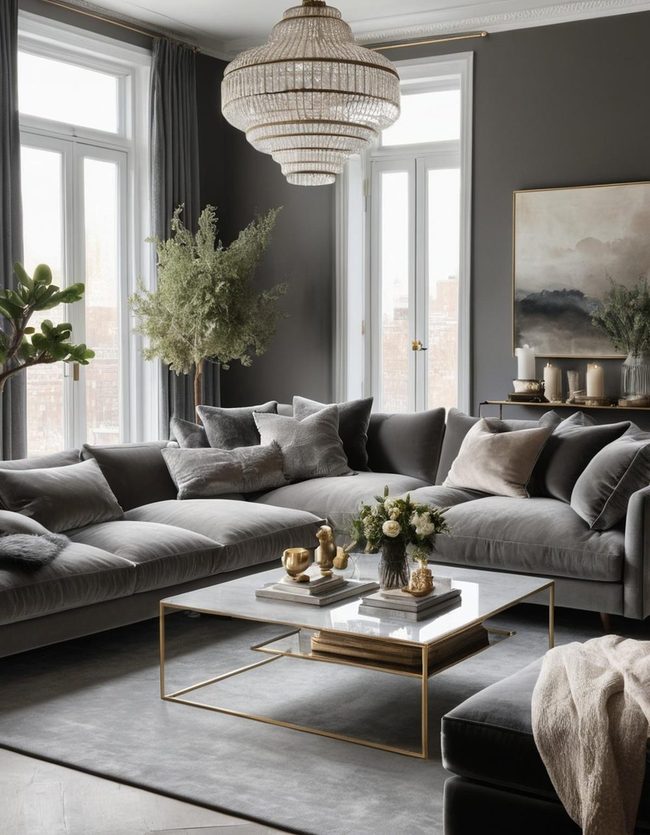 Smoky Grey Layered Fabrics Living