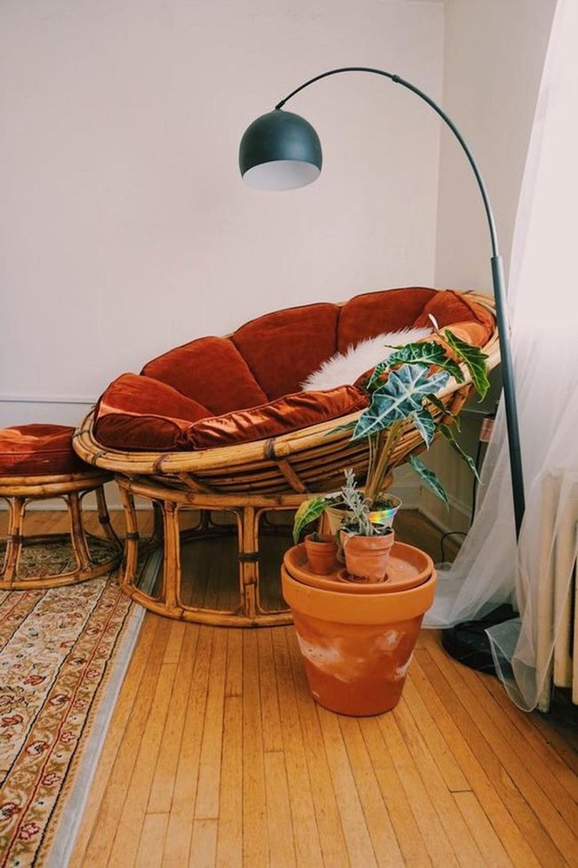Deep Orange Rattan Reading Nook