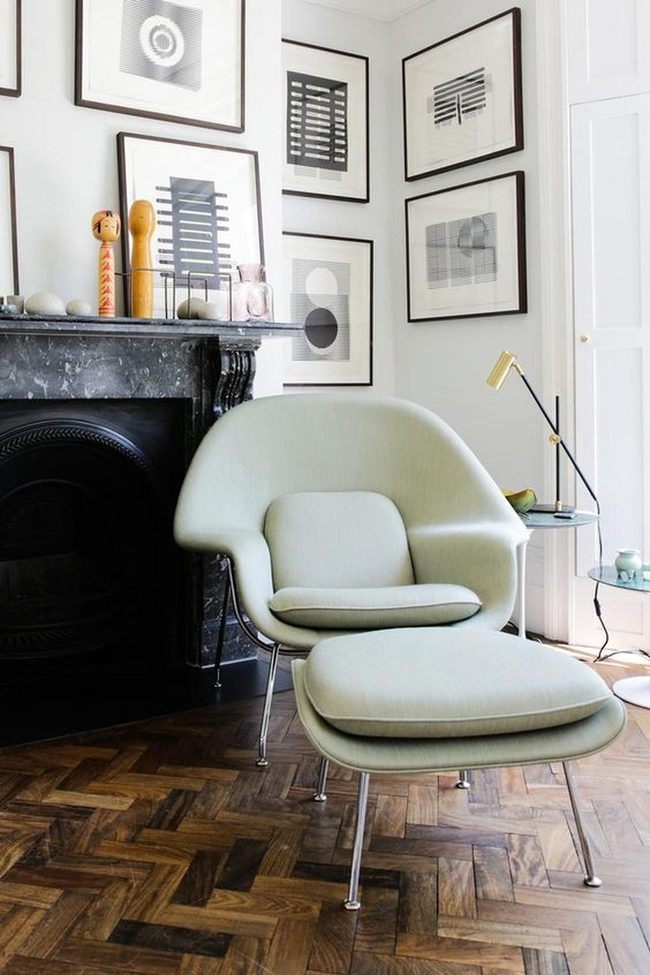 Light Green Chair With Dark Wood Warmth