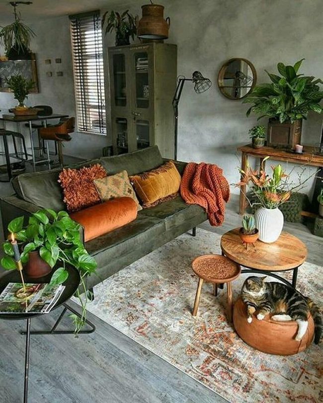 Green Sofa With Earthy Warmth