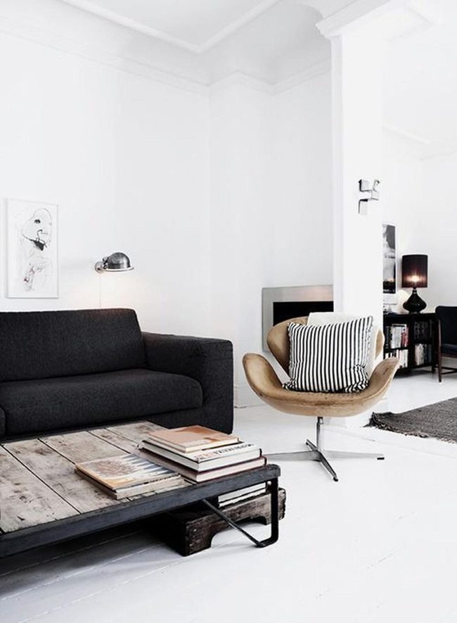 Charcoal Sofa Meets White Minimalism