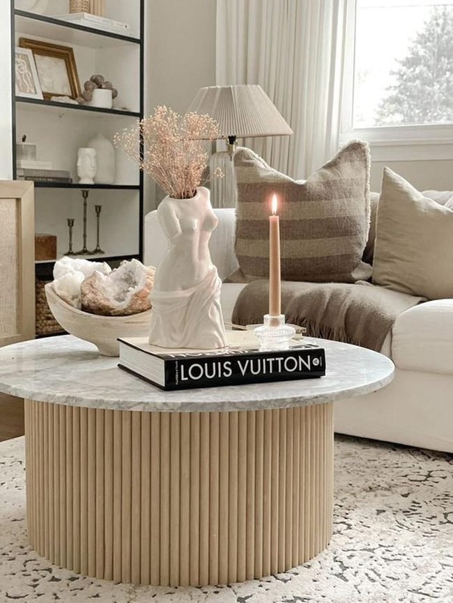 Marble Table, Dried Flowers, Candlelit