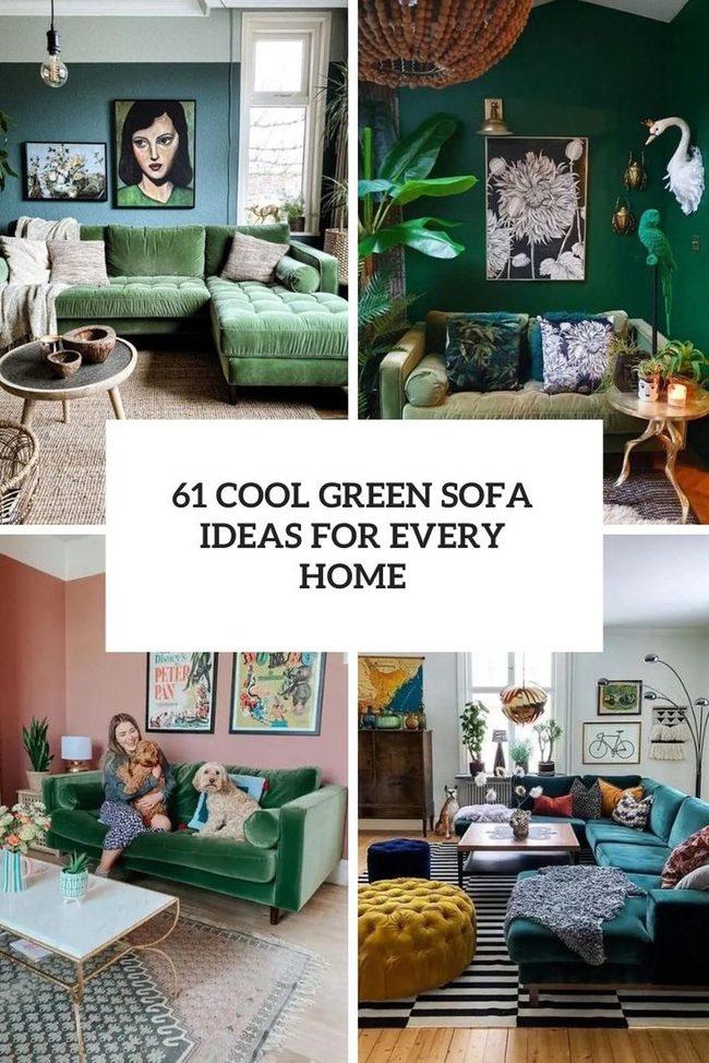 Green Sofas Against Deep Emerald Walls