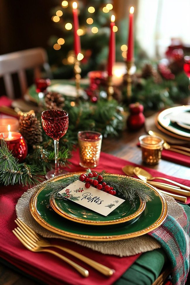 Red And Gold Christmas Tablescape