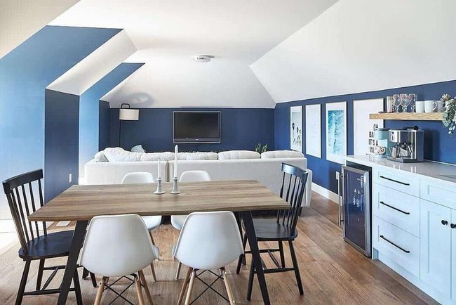 Navy Blue Walls White Wood Warmth