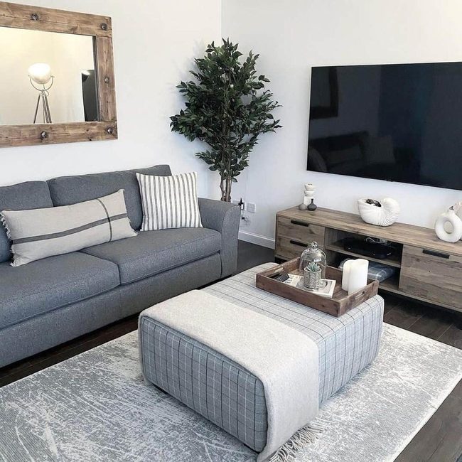 Gray Couch Minimalist Living Space