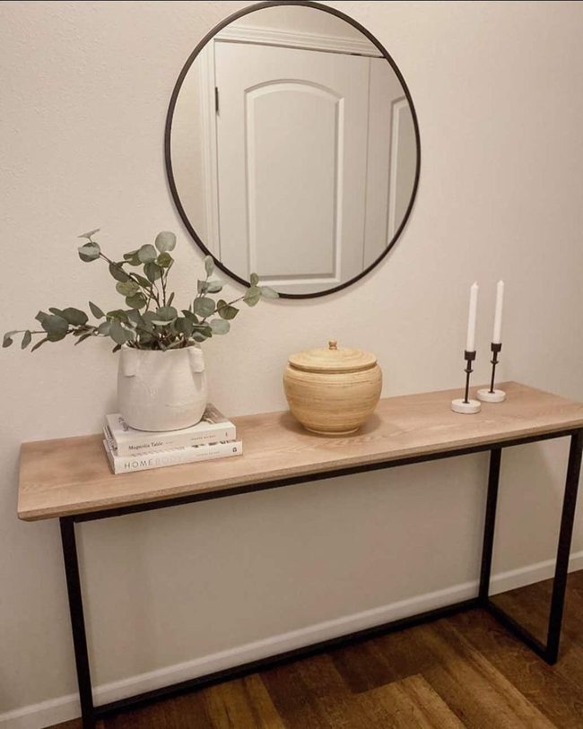 Ash Wood Table With Black Metal Frame