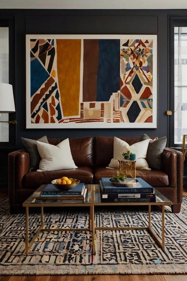 Bold Patterns Meet Dark Leather