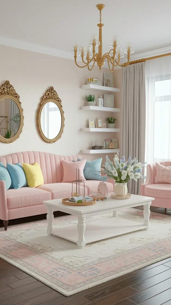 Soft Pastels Airy Living Room