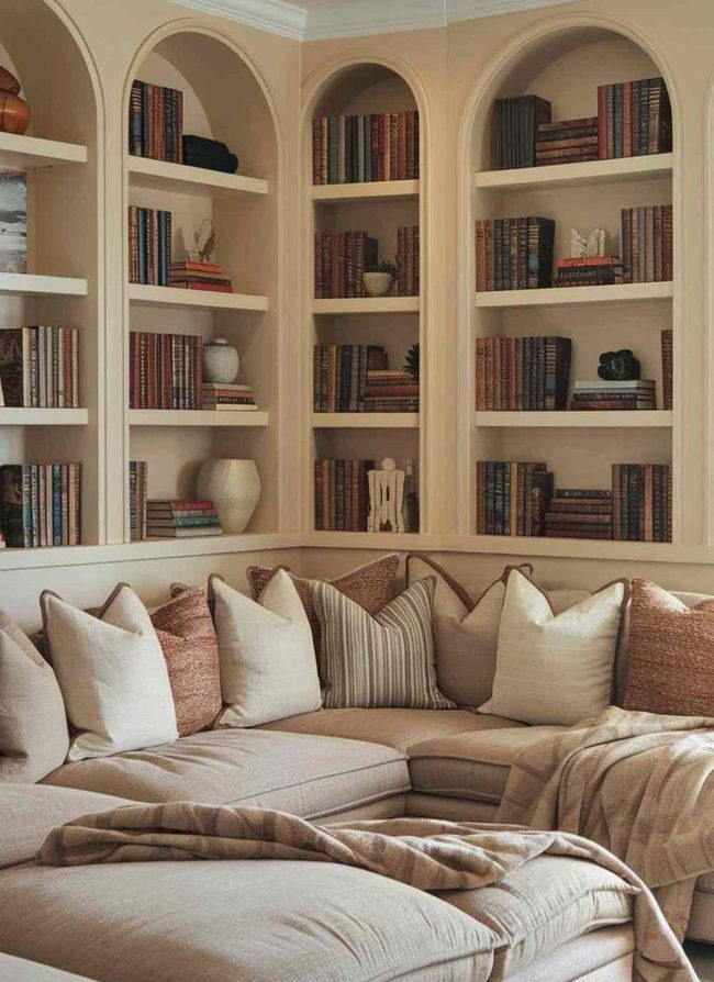 Sectional Sofa With Built-In Book Shelves