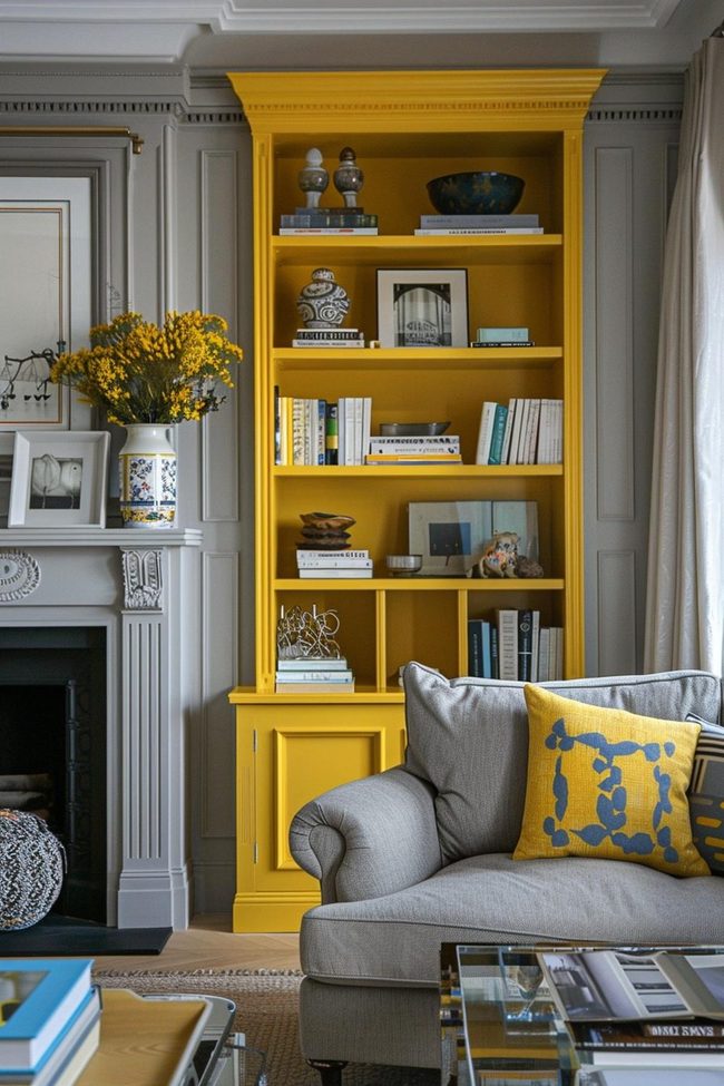 Golden Shelving Wall Gray Foundation