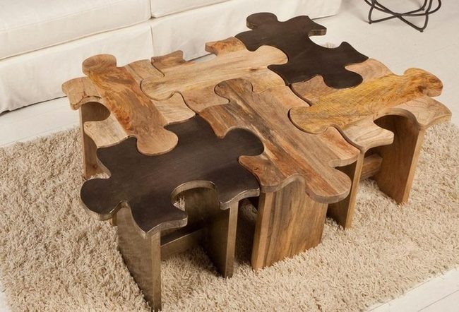 Interlocking Wood Puzzle Table