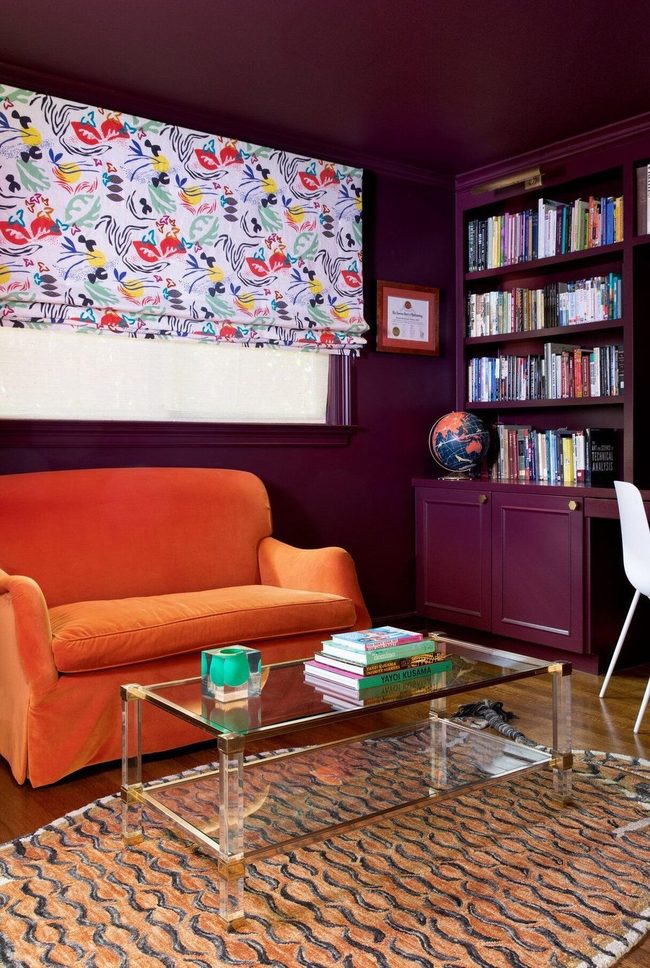Royal Purple Shelves Orange Couch Clash