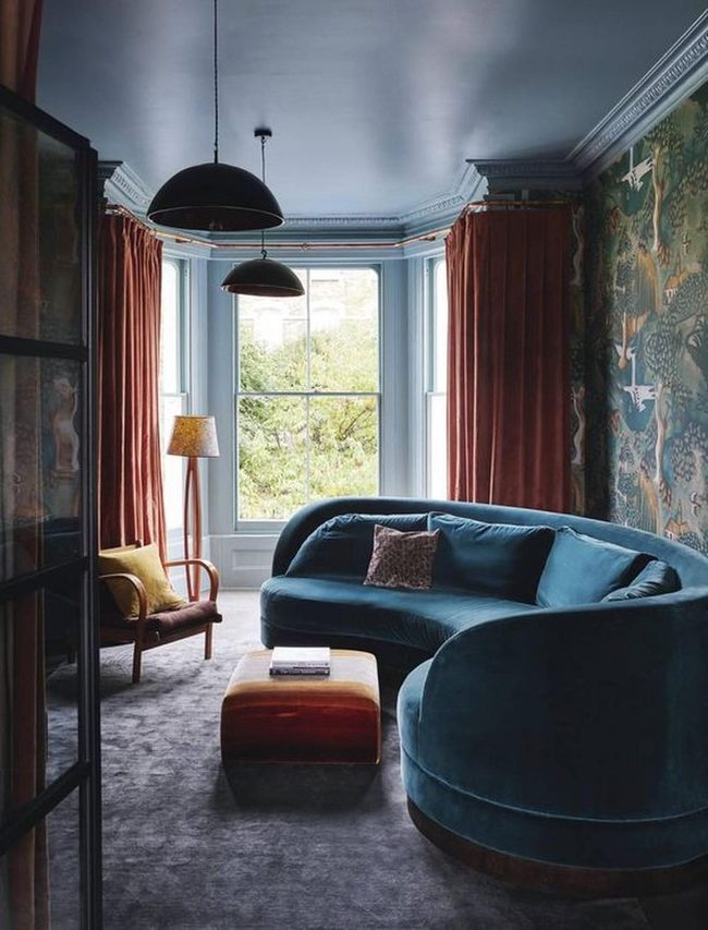 Deep Blue Velvet Sofa Statement