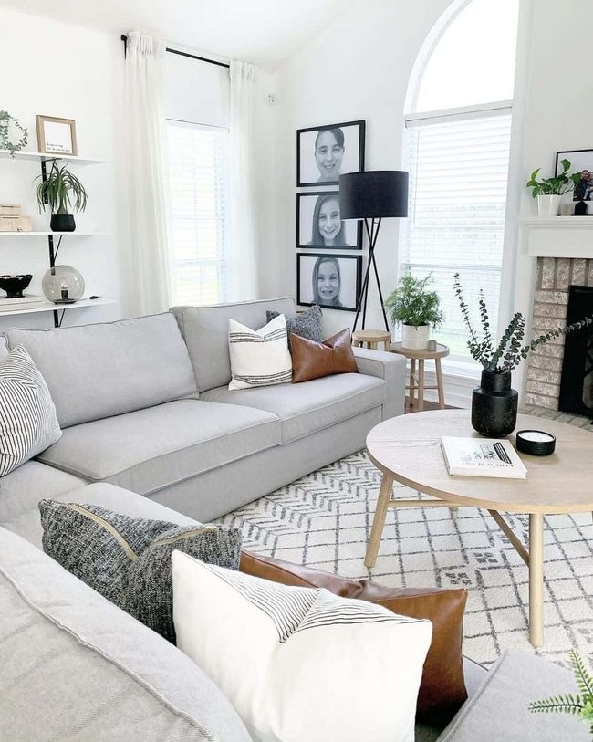 Grey Sectional Meets Wood Warmth